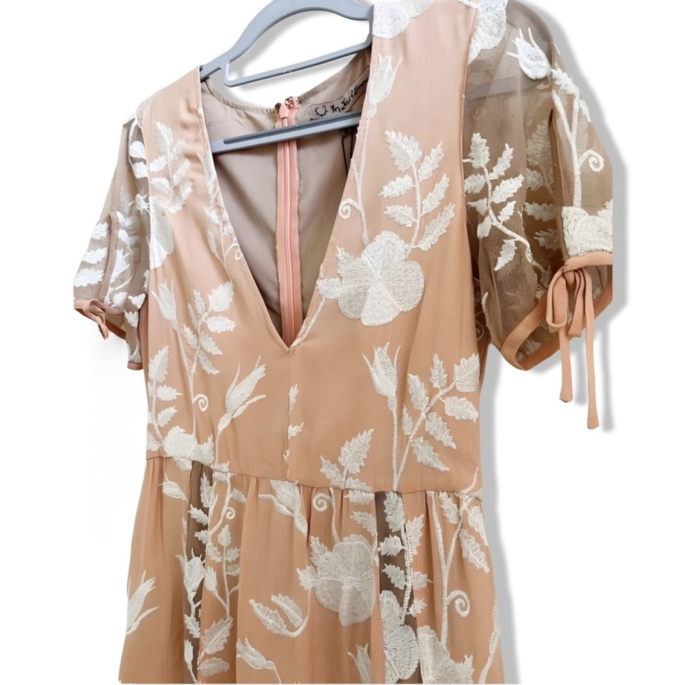 For Love and Lemons | Embroidered Plunge Mia Maxi Dress | Blush Peach Size S - Picture 7 of 14